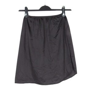 VTG CABERNET Silky Smooth NYLON Black LACE HEM Slit A-LINE HALF SLIP Sz S